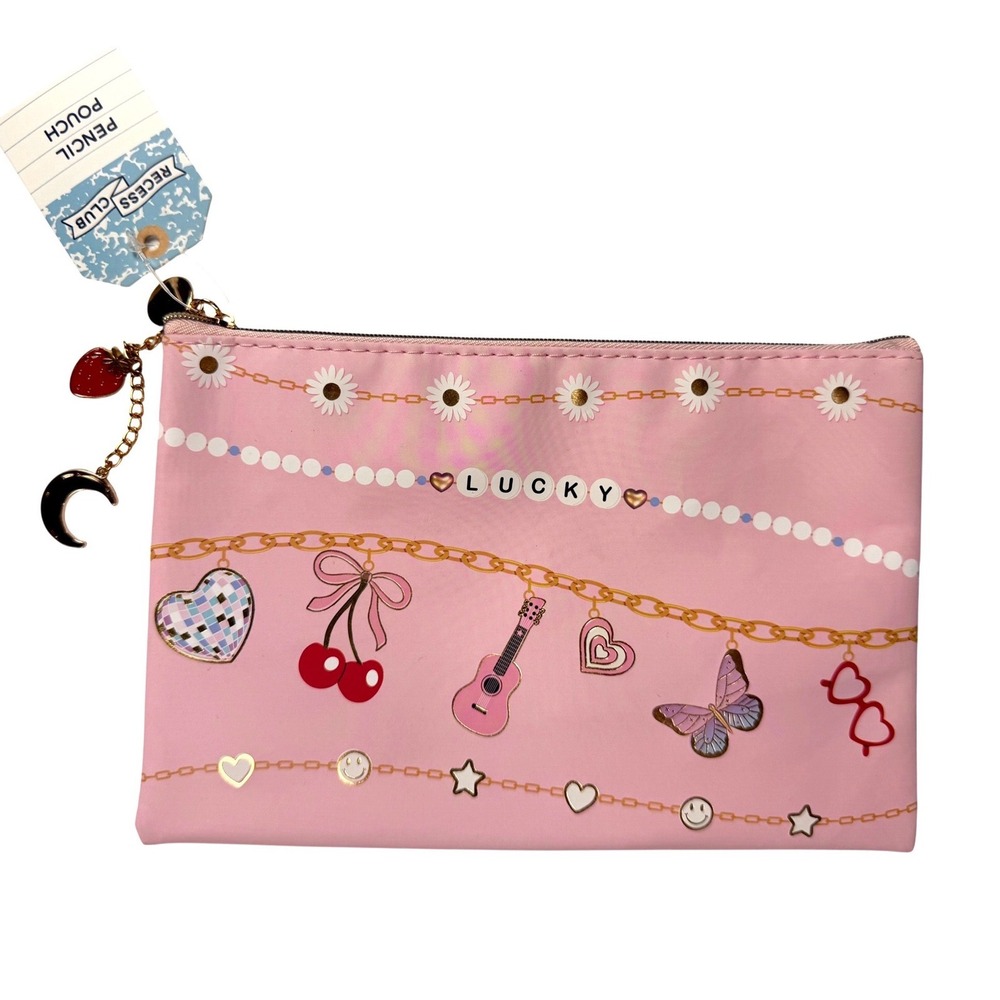 Recess Club Pink Pencil Pouch Tswift Lucky Charms‎ Makeup Bag NWT